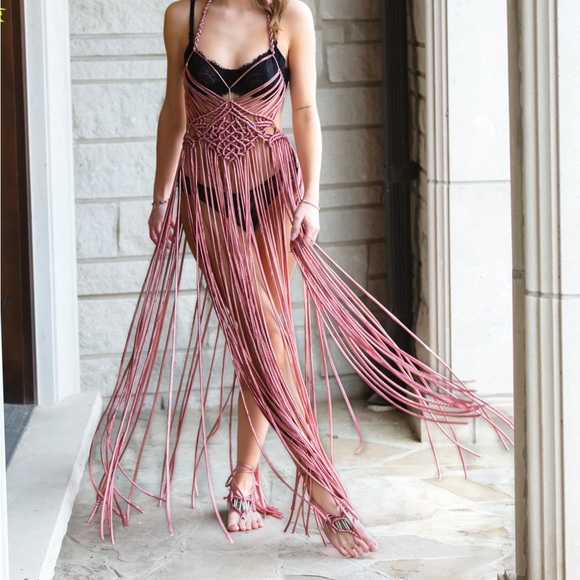 Handmade Macrame Dress Metallic - Picture 3 of 14